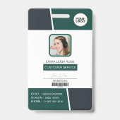 Modern Green Professional Employee Photo ID バッジ (正面)
