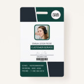 Modern Green Professional Employee Photo ID バッジ (正面)