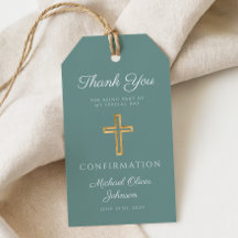 Modern Green Religious Cross Boy Confirmation
