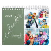 Modern Green Script 4 Photos Per Month カレンダー (カバー)