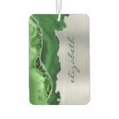 Modern Green Silver Agate Metallic カーエアーフレッシュナー (裏面)