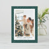 Modern Green Snow Photo Christmas Card シーズンカード (スタンド正面)