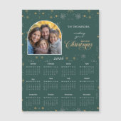 Modern Green Snowflake Photo 2026 Calendar Card (正面)