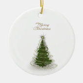 Modern Green Spiral Christmas Tree Ceramic ornamen セラミックオーナメント (正面)