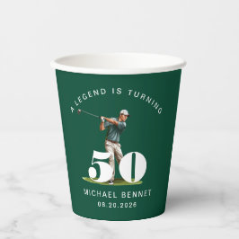 Modern Green Sport Golfer 50th Birthday 紙コップ