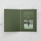 Modern Green Sporty Stripes Graduation サンキューカード (内部)