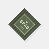 Modern Green Sporty Stripes Graduation Party スタンダードカクテルナプキン (角)