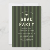 Modern Green Sporty Stripes Graduation Party 招待状 (正面)