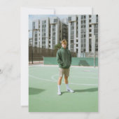 Modern Green Sporty Stripes Graduation Party 招待状 (裏面)