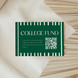 Modern Green Striped College Fund QR Code エンクロージャーカード