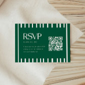 Modern Green Striped Graduation Party QR Code 出欠カード