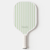 Modern Green Stripes Custom Name Pickleball Paddle ピックルボールラケット (裏面)
