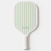 Modern Green Stripes Custom Name Pickleball Paddle ピックルボールラケット (正面)