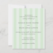 Modern Green Stripes Elegant Budget Wedding Invite (正面)