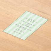 Modern Green Stripes Elegant Wedding アクリル招待状 (レイダウン)