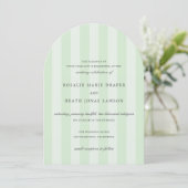 Modern Green Stripes Elegant Wedding 招待状 (スタンド正面)