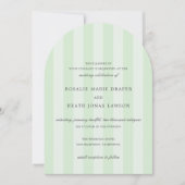 Modern Green Stripes Elegant Wedding 招待状 (正面)