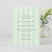 Modern Green Stripes Elegant Wedding 招待状 (スタンド正面)