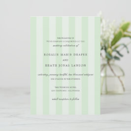 Modern Green Stripes Elegant Wedding 招待状