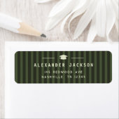 Modern Green Stripes Graduation Return Address ラベル (インサイチュ)