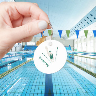 Modern Green Swimmer Illustration Swimming Theme キーホルダー