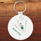 Modern Green Swimmer Illustration Swimming Theme   キーホルダー (正面)