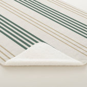 Modern Green Ticking Stripe Linen Texture シェルパブランケット (3/4)