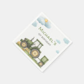 Modern Green Tractor 1st Birthday Party スタンダードカクテルナプキン (角)