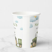 Modern Green Tractor 1st Birthday Party 紙コップ (右)