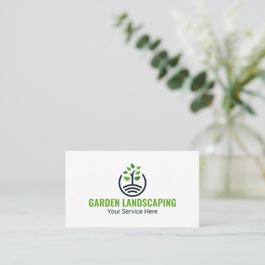 Modern Green Tree Growth Logo Business Card 名刺 (スタンド正面)
