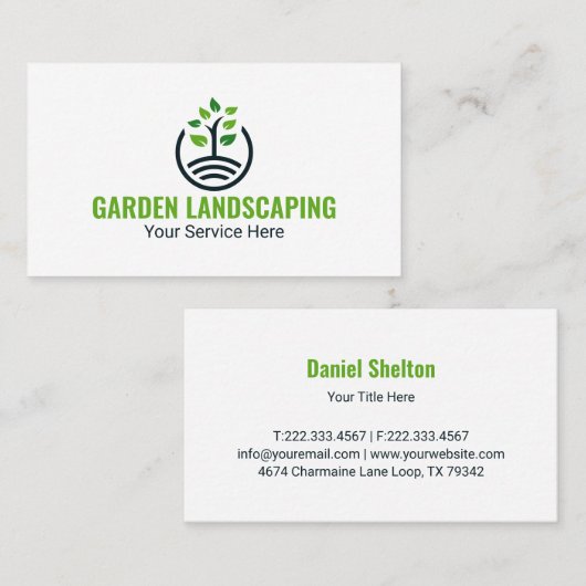 Modern Green Tree Growth Logo Business Card 名刺 (正面/裏面)