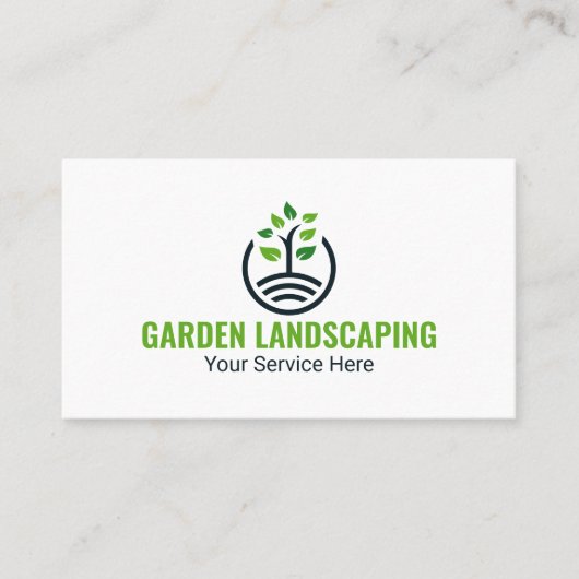 Modern Green Tree Growth Logo Business Card 名刺 (正面)