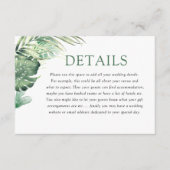 Modern Green Tropical Wedding Details エンクロージャーカード (正面)