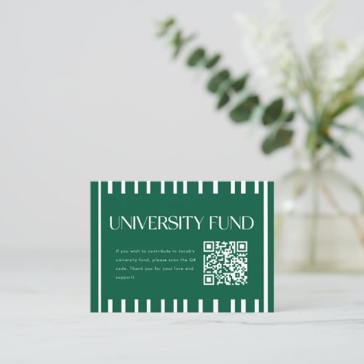 Modern Green University Fund QR Code Graduation エンクロージャーカード (スタンド正面)