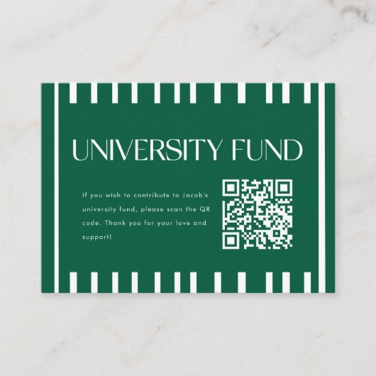Modern Green University Fund QR Code Graduation エンクロージャーカード (正面)