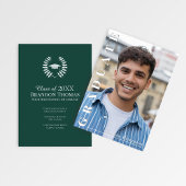 Modern Green Vertical Name Graduation Photo Card 招待状