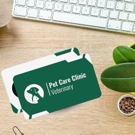Modern Green Vet Clinic Business Card for Pet Car 名刺