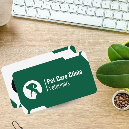 Modern Green Vet Clinic Business Card for Pet Car 名刺
