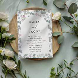 Modern Green Watercolor Eucalyptus Wedding 招待状