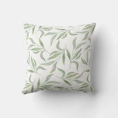 Modern Green Watercolor Leaves Botanical Pattern クッション (裏面)