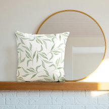 Modern Green Watercolor Leaves Botanical Pattern