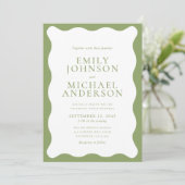 Modern Green Wavy Frame Wedding Invitation 招待状 (スタンド正面)