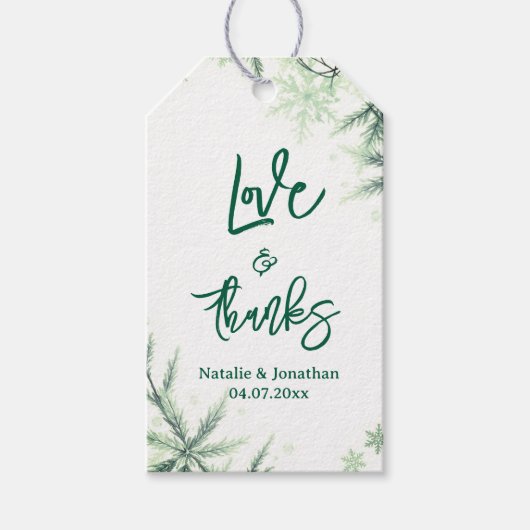 Modern green Wedding Thank You  ギフトタグ (正面)