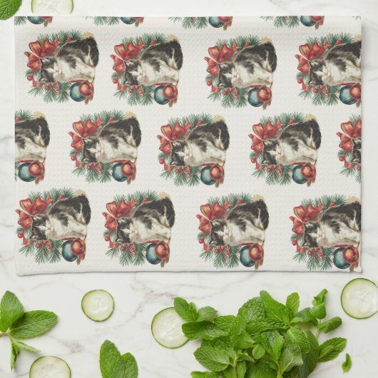 Modern Green Whimsical Christmas Kitchen Towel キッチンタオル (折り畳み)