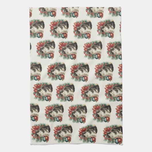 Modern Green Whimsical Christmas Kitchen Towel キッチンタオル (縦)
