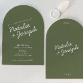 Modern Green Whimsical Summer Arched Wedding 招待状