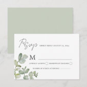 Modern Green & White Botanical Wedding 出欠カード (正面/裏面)