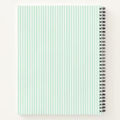 Modern Green & White Stripes Monogram Name ノートブック (裏面)