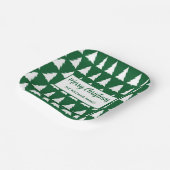 Modern Green White Tree Pattern Christmas Party ペーパープレート (傾斜あり)