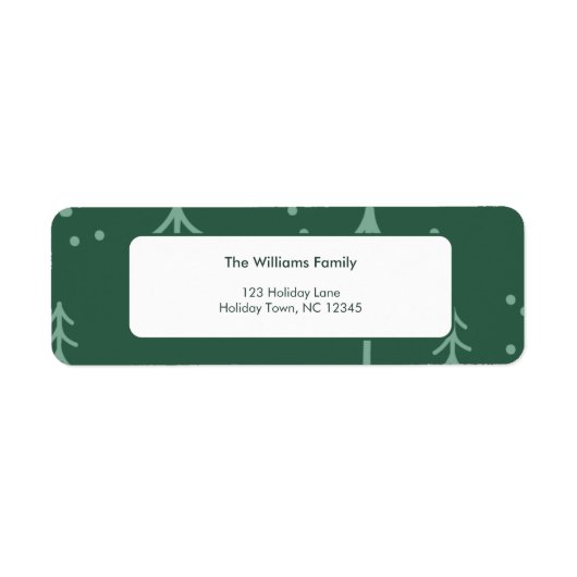 Modern Green Winter Tree Holiday Return ラベル (正面)